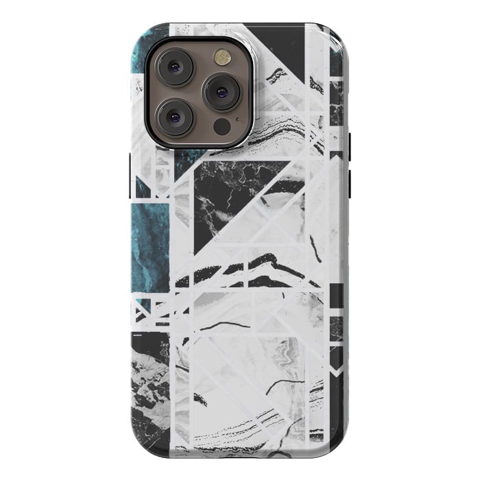 iPhone 14 Pro max StrongFit Ink brushed marble tiles by Oana 