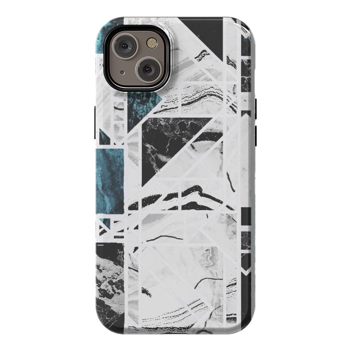 iPhone 14 Plus StrongFit Ink brushed marble tiles by Oana 