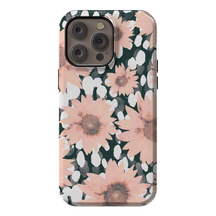 iPhone 14 Pro max StrongFit Pink flower petals and paint dots by Oana 