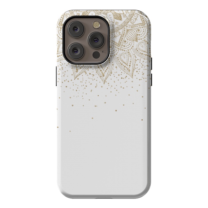 iPhone 14 Pro max StrongFit Elegant Gold Mandala Confetti Design by InovArts