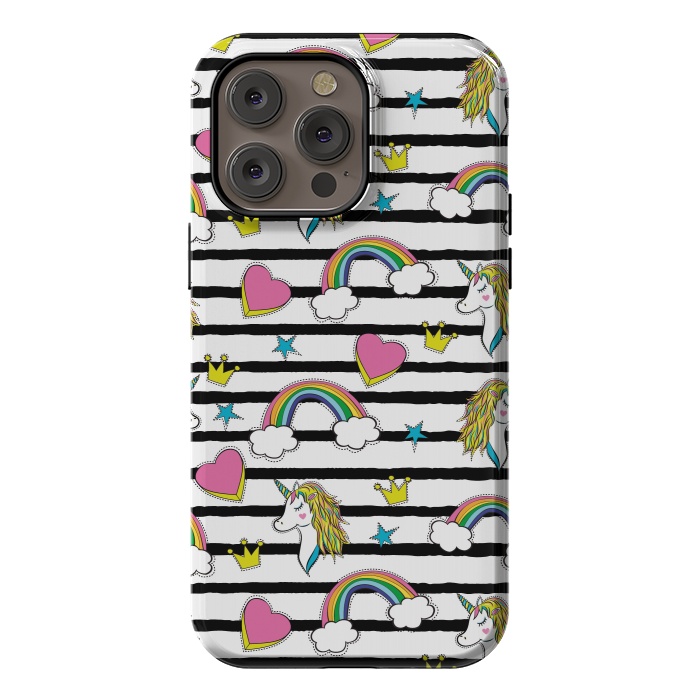 iPhone 14 Pro max StrongFit Unicorns Rainbows and Hearts by ArtsCase