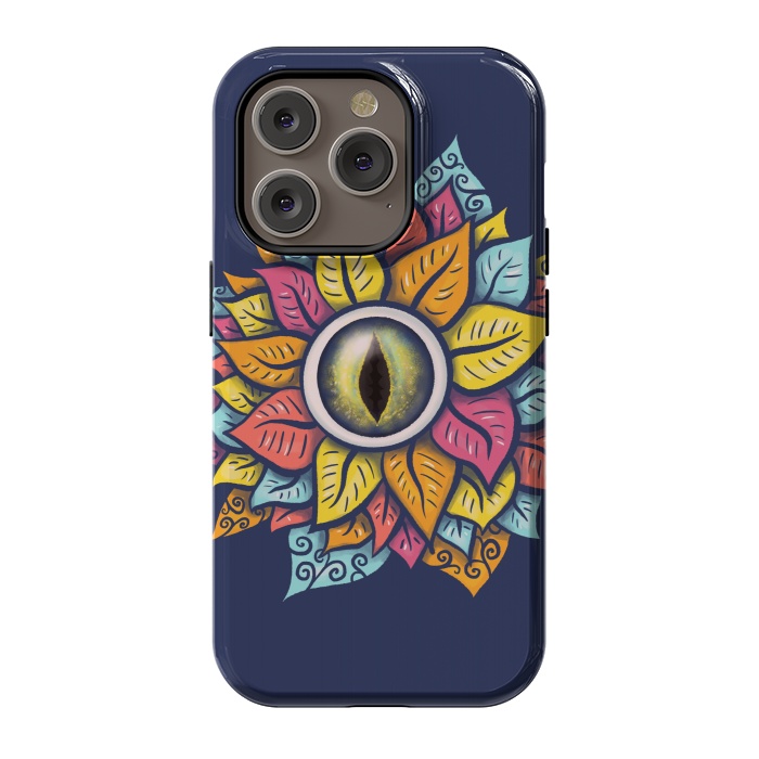 iPhone 14 Pro StrongFit Colorful Reptile Eye Flower Fun Weird Digital Art by Boriana Giormova