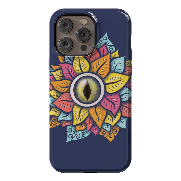 iPhone 14 Pro max StrongFit Colorful Reptile Eye Flower Fun Weird Digital Art by Boriana Giormova