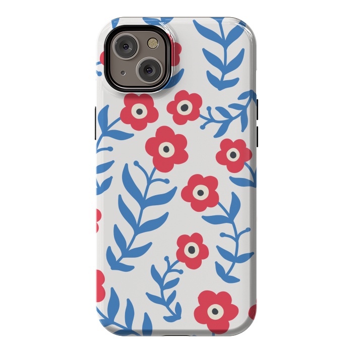 iPhone 14 Plus StrongFit Red flowers and blue leaves by Winston