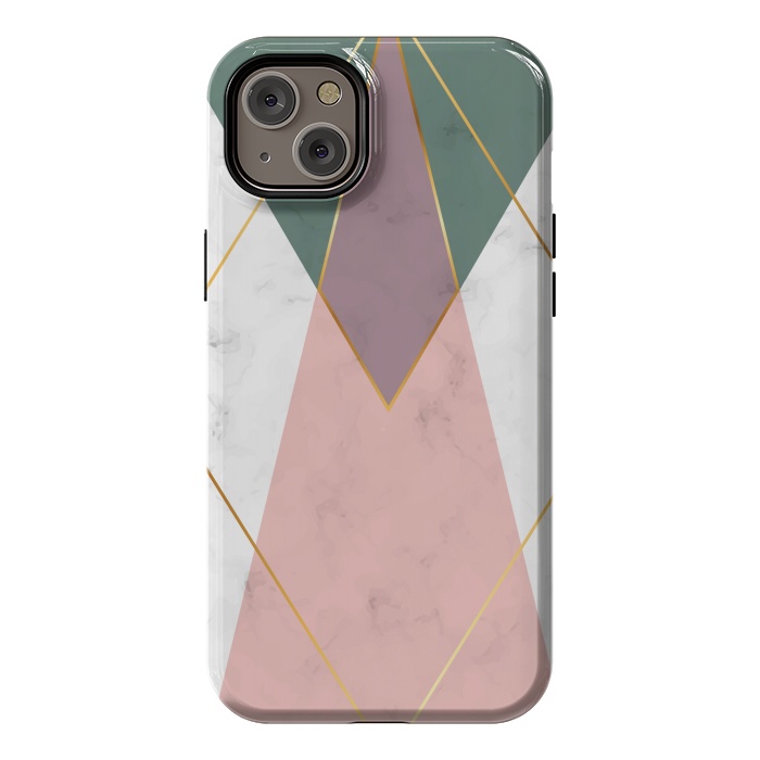 iPhone 14 Plus StrongFit Fashion Marble Design with golden lines by ArtsCase