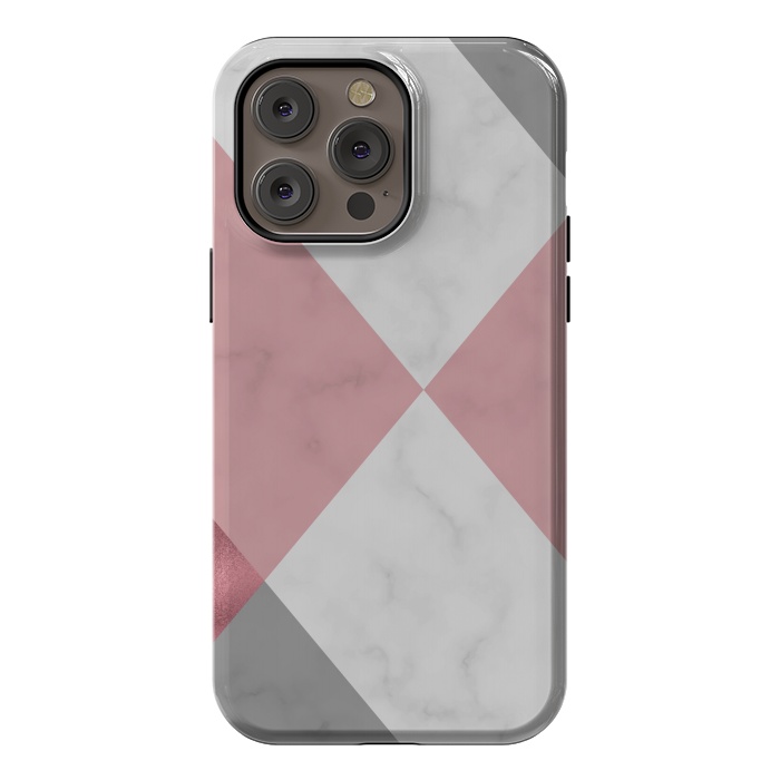iPhone 14 Pro max StrongFit Gray and Rose Marble Geometric design by ArtsCase