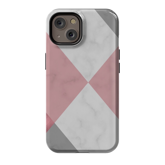 iPhone 14 StrongFit Gray and Rose Marble Geometric design by ArtsCase