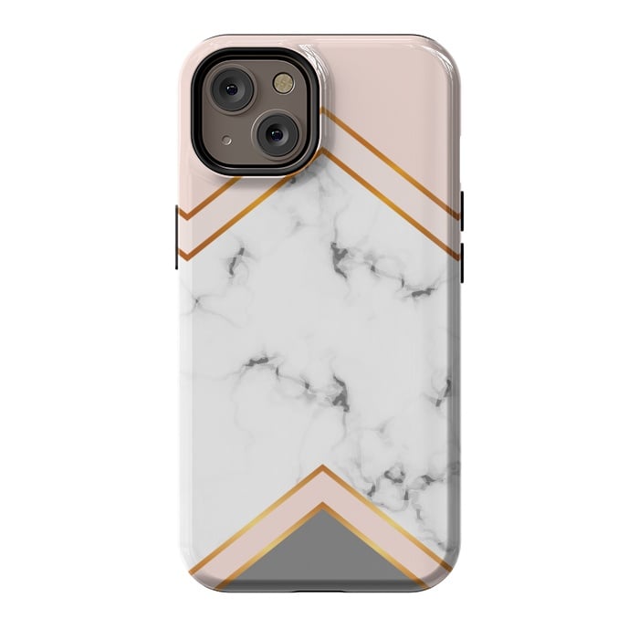 iPhone 14 StrongFit Marble with geomtric figures and gold lines by ArtsCase