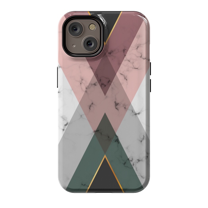 iPhone 14 StrongFit New Marble design with triangular figure and gold lines by ArtsCase