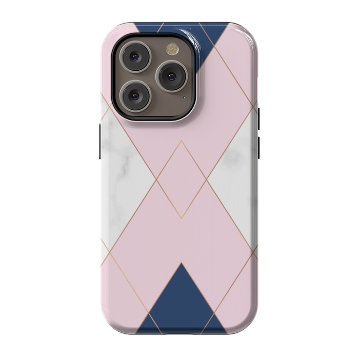 iPhone 14 Pro StrongFit Triangles on marbled design by ArtsCase