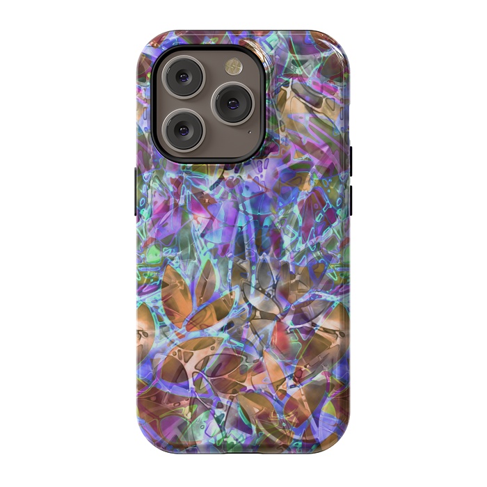 iPhone 14 Pro StrongFit Floral Abstract Stained Glass G268 by Medusa GraphicArt