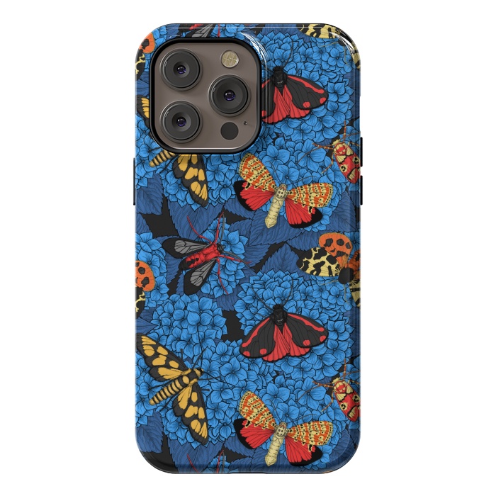 iPhone 14 Pro max StrongFit Moths on blue hydrangea by Katerina Kirilova