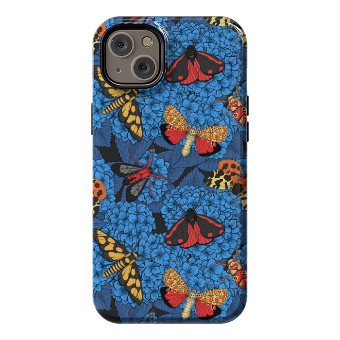 iPhone 14 Plus StrongFit Moths on blue hydrangea by Katerina Kirilova