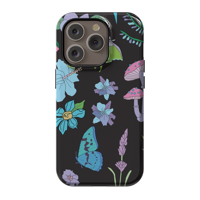 iPhone 14 Pro StrongFit Garden Witch Pastel Mushrooms, Flowers, Butterflies by Luna Elizabeth Art