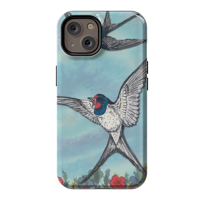 iPhone 14 StrongFit Summer Swallows by Lotti Brown