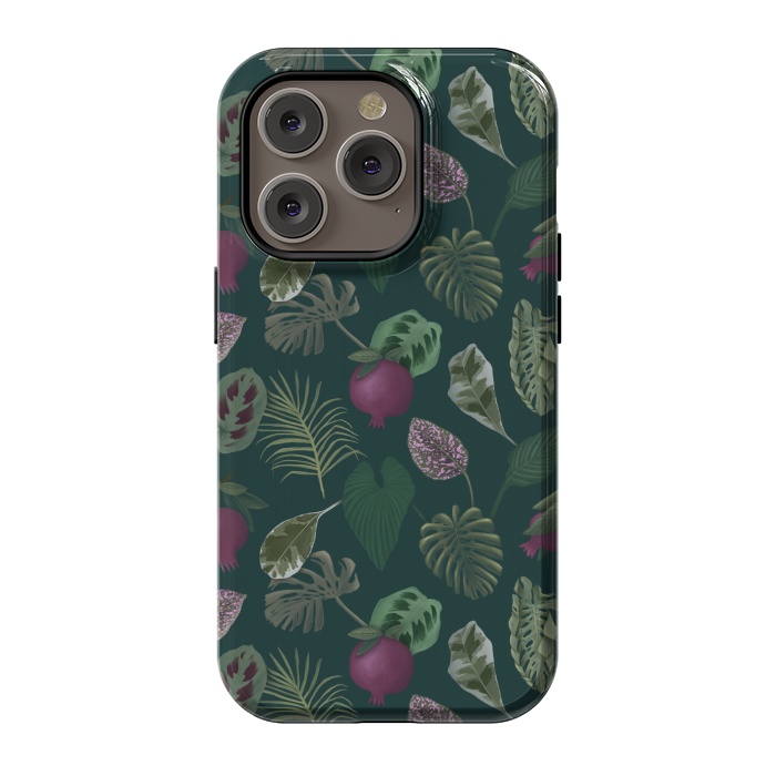 iPhone 14 Pro StrongFit Pomegranates & Palm Leaves by Tishya Oedit