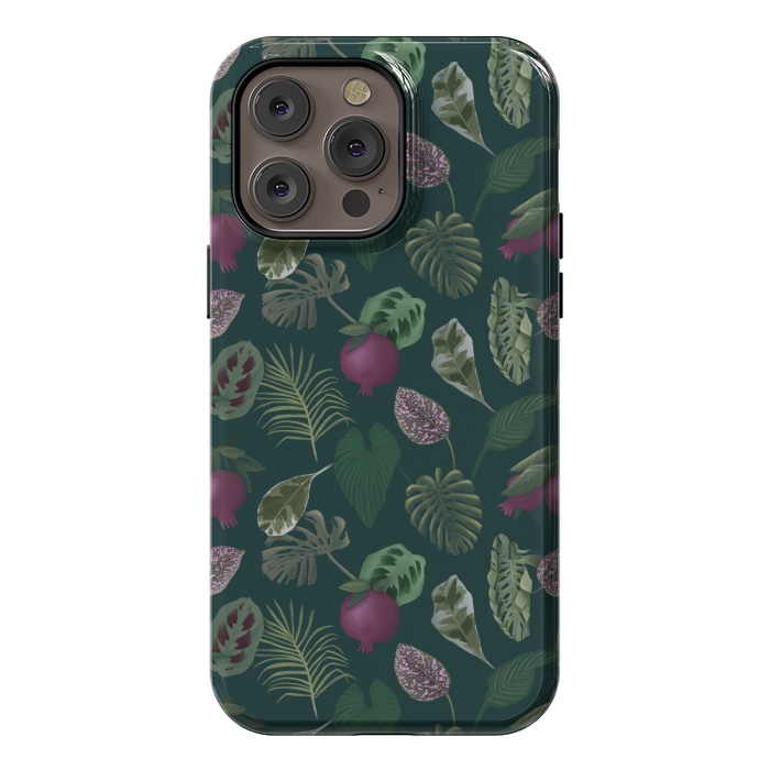 iPhone 14 Pro max StrongFit Pomegranates & Palm Leaves by Tishya Oedit