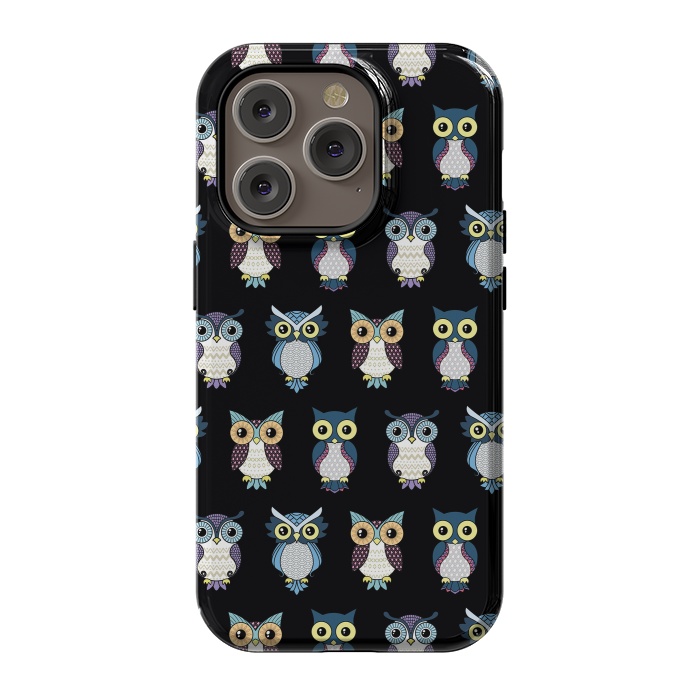 iPhone 14 Pro StrongFit Owls pattern by Laura Nagel
