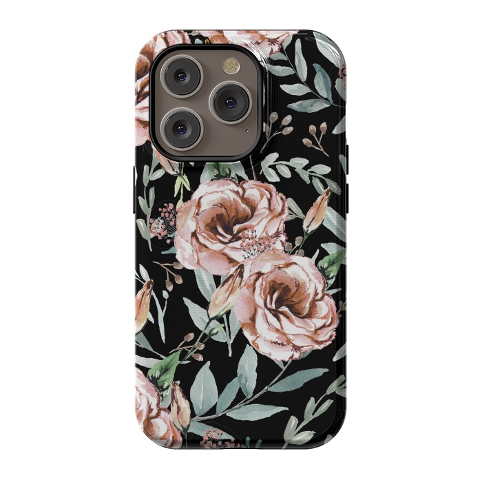 iPhone 14 Pro StrongFit Floral Explosion Black by Anis Illustration