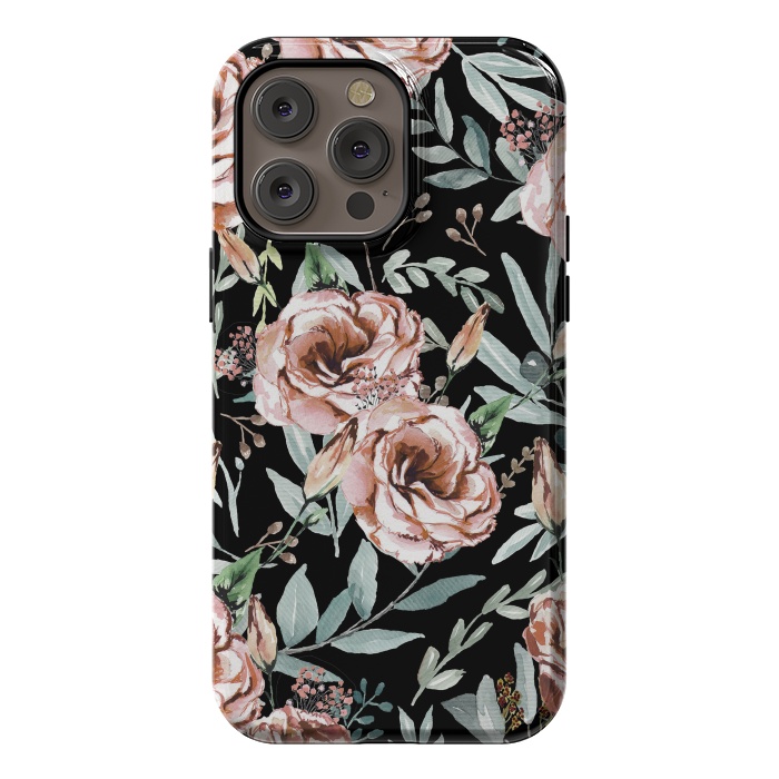 iPhone 14 Pro max StrongFit Floral Explosion Black by Anis Illustration