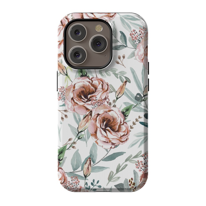 iPhone 14 Pro StrongFit Floral Explosion White by Anis Illustration