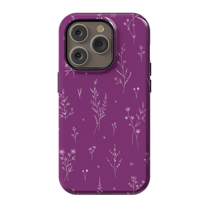 iPhone 14 Pro StrongFit Magic Wine Wildflowers by Anis Illustration