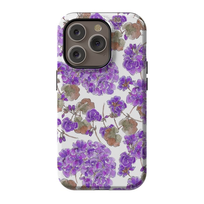 iPhone 14 Pro StrongFit Purple Geranium by Anis Illustration