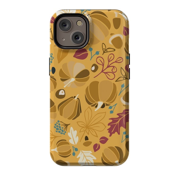 iPhone 14 StrongFit Fall Fruits in Mustard and Red by Paula Ohreen