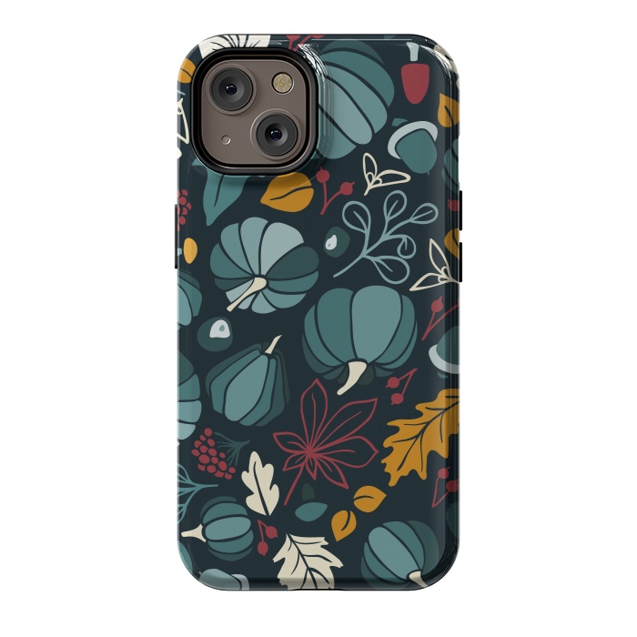 iPhone 14 StrongFit Fall Fruits in Navy and Red by Paula Ohreen