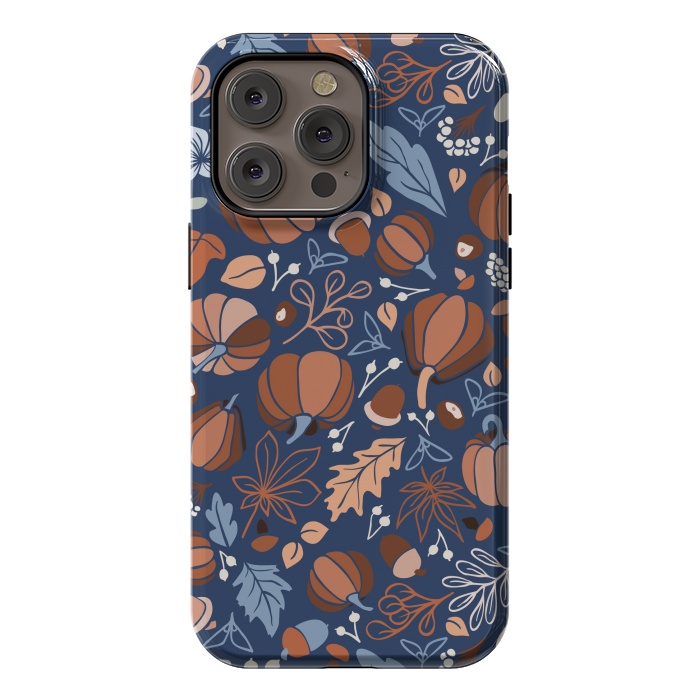 iPhone 14 Pro max StrongFit Fall Fruits in Navy and Orange by Paula Ohreen