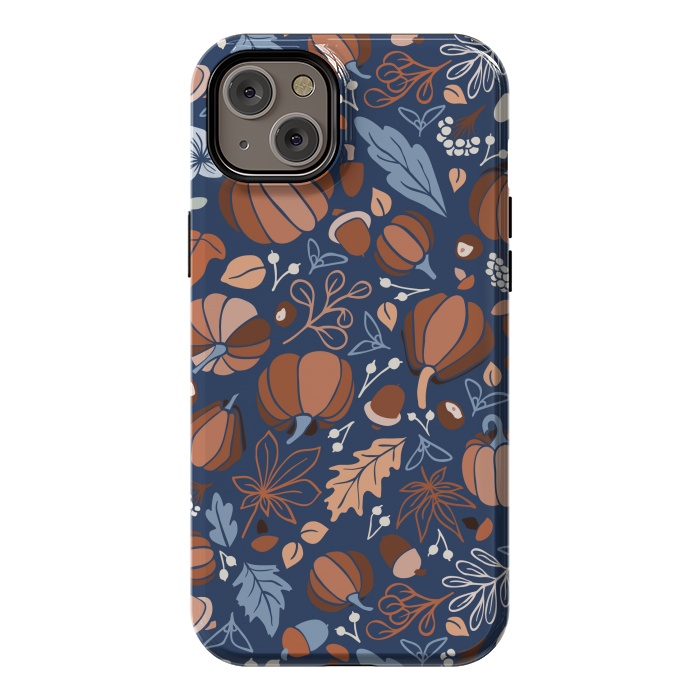 iPhone 14 Plus StrongFit Fall Fruits in Navy and Orange by Paula Ohreen
