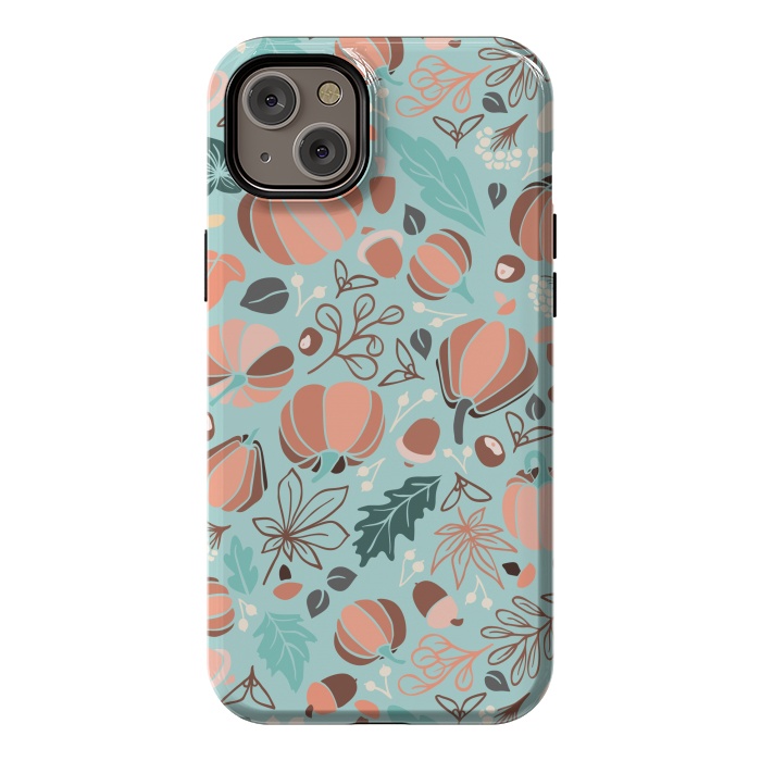 iPhone 14 Plus StrongFit Fall Fruits in Mint and Orange by Paula Ohreen