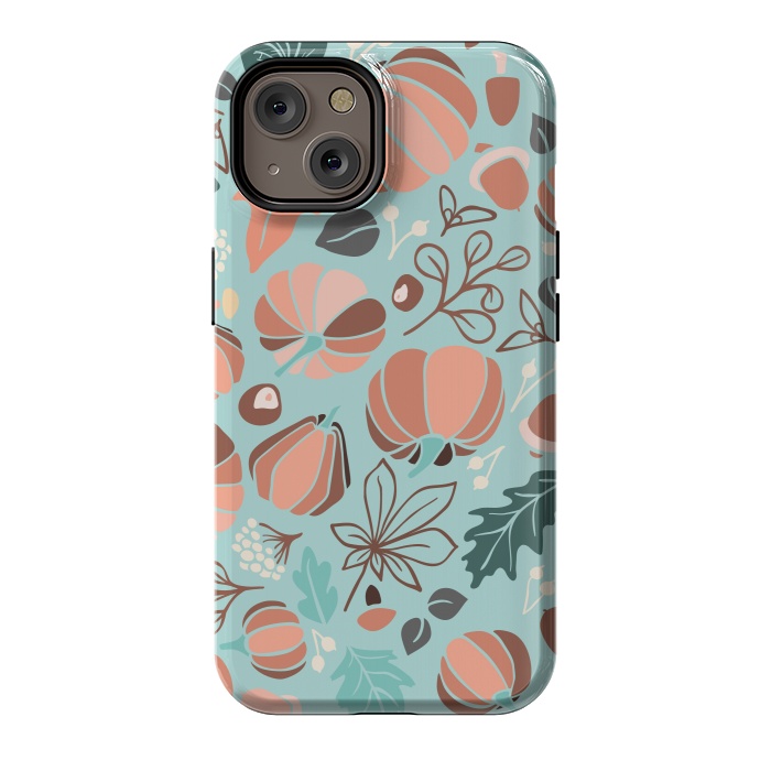 iPhone 14 StrongFit Fall Fruits in Mint and Orange by Paula Ohreen