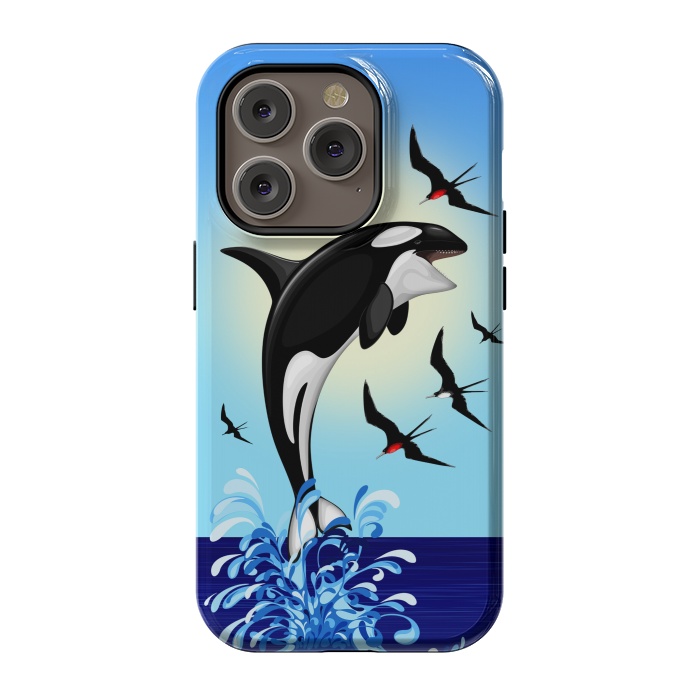 iPhone 14 Pro StrongFit Orca Killer Whale jumping out of Ocean by BluedarkArt
