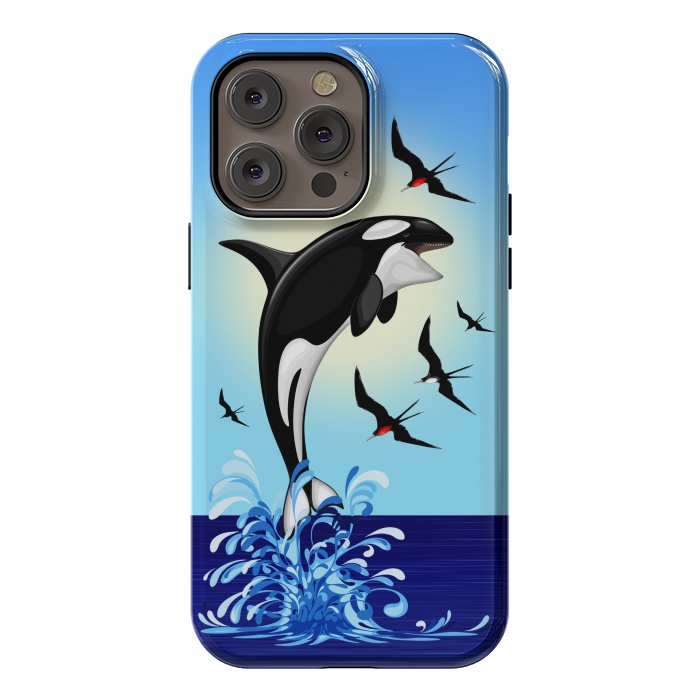 iPhone 14 Pro max StrongFit Orca Killer Whale jumping out of Ocean by BluedarkArt