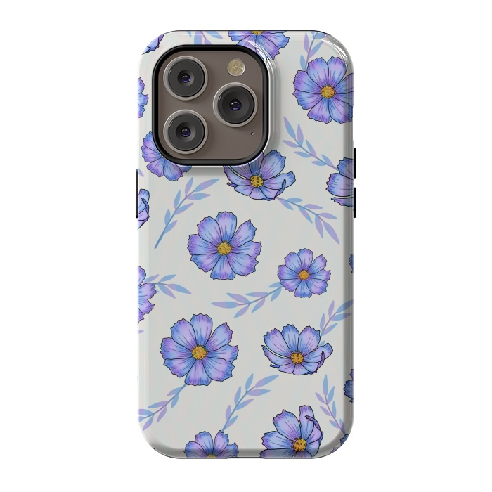 iPhone 14 Pro StrongFit Purple blue flowers by Jms