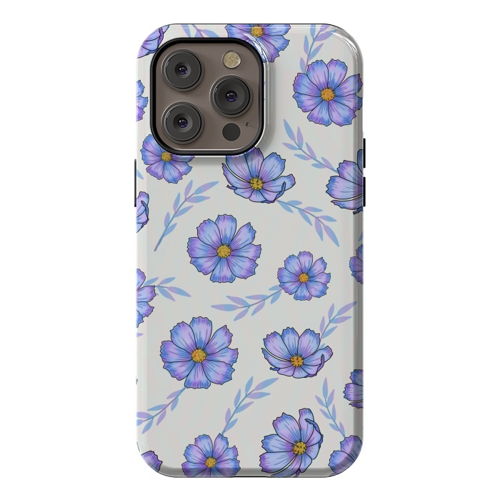iPhone 14 Pro max StrongFit Purple blue flowers by Jms