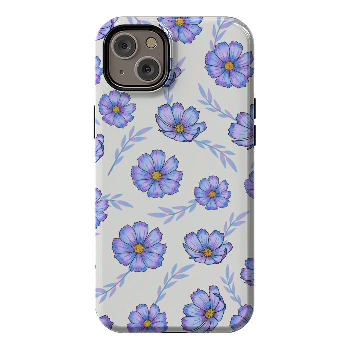 iPhone 14 Plus StrongFit Purple blue flowers by Jms