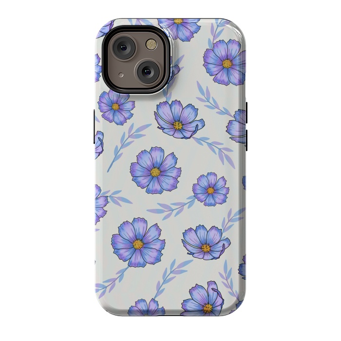 iPhone 14 StrongFit Purple blue flowers by Jms