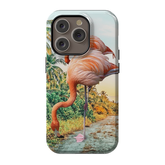 iPhone 14 Pro StrongFit Flamingo Vacay by Uma Prabhakar Gokhale