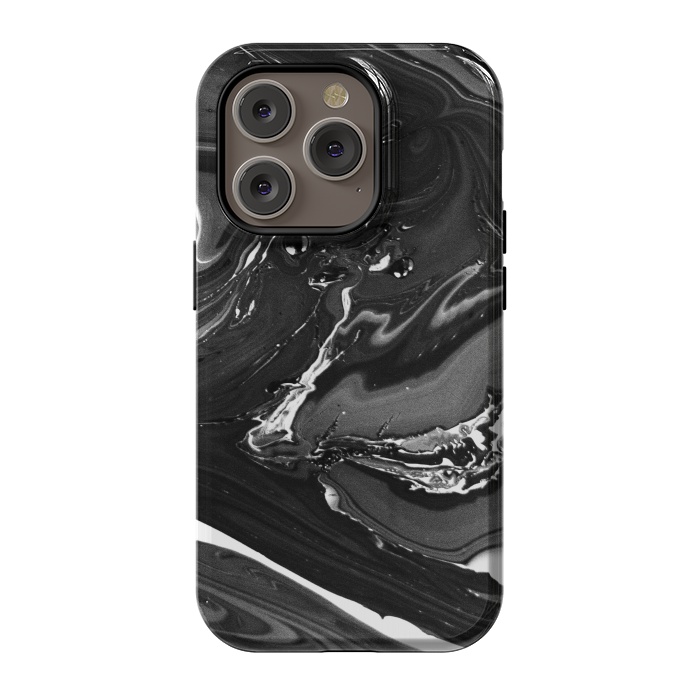 iPhone 14 Pro StrongFit black white minimal marble by haroulita