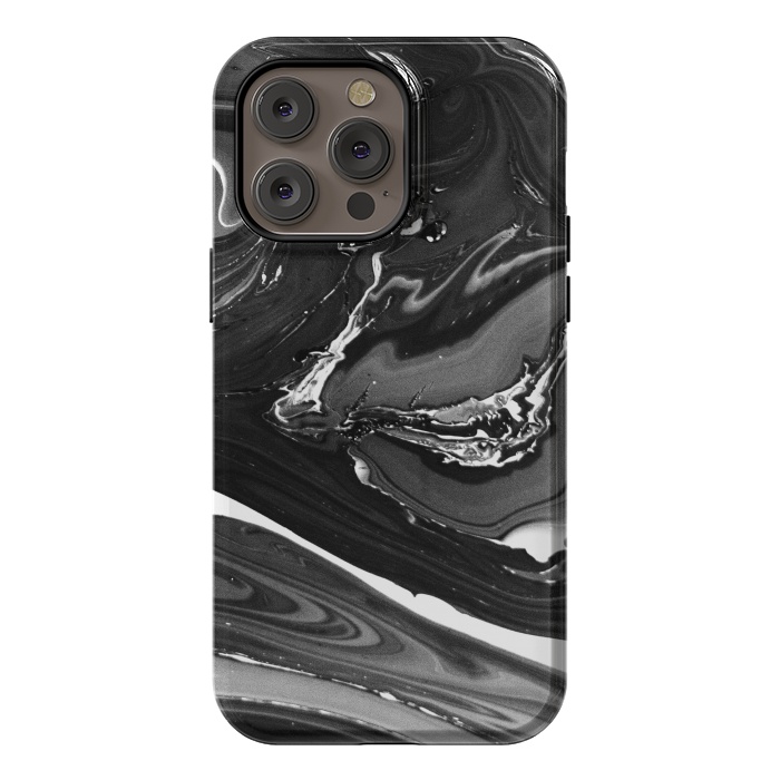 iPhone 14 Pro max StrongFit black white minimal marble by haroulita