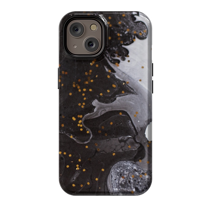 iPhone 14 StrongFit glitter marble black white by haroulita