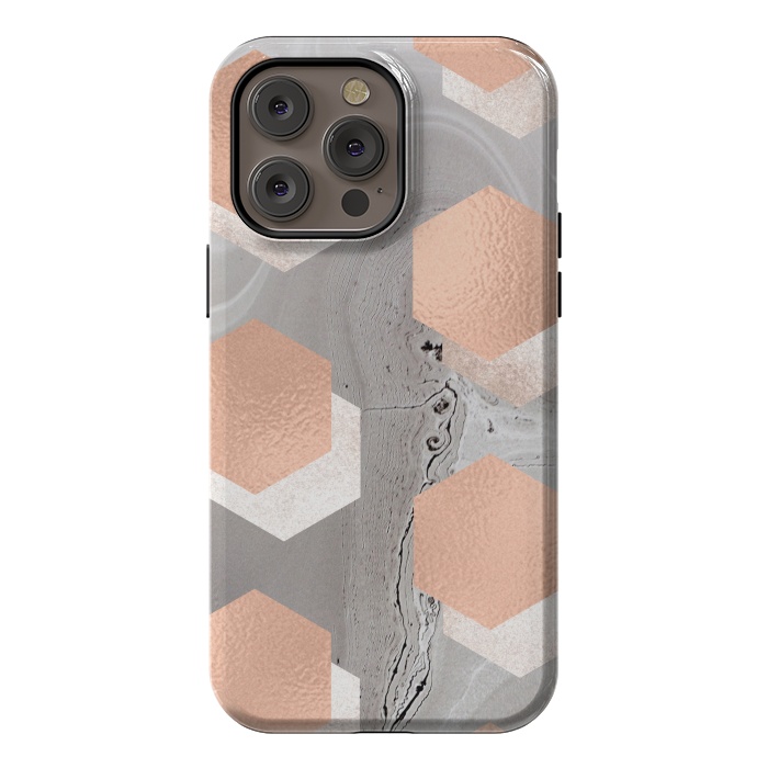 iPhone 14 Pro max StrongFit rose gold marble by haroulita