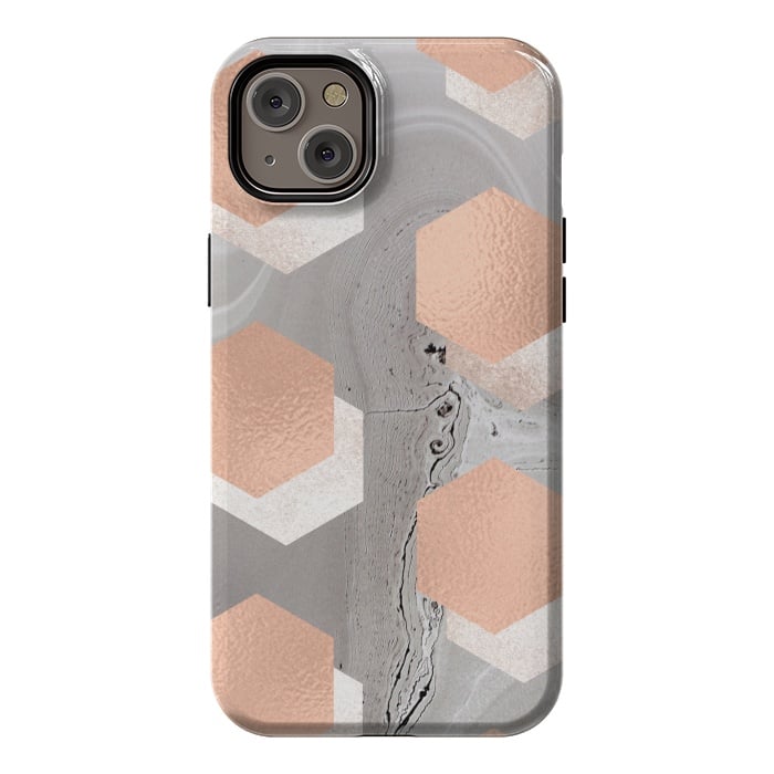 iPhone 14 Plus StrongFit rose gold marble by haroulita