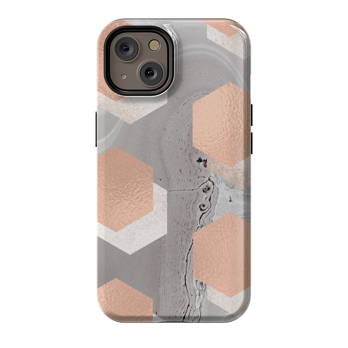 iPhone 14 StrongFit rose gold marble by haroulita