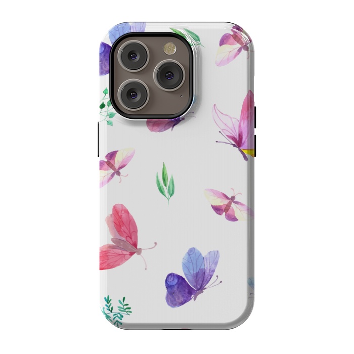 iPhone 14 Pro StrongFit watercolor butterflies c by haroulita