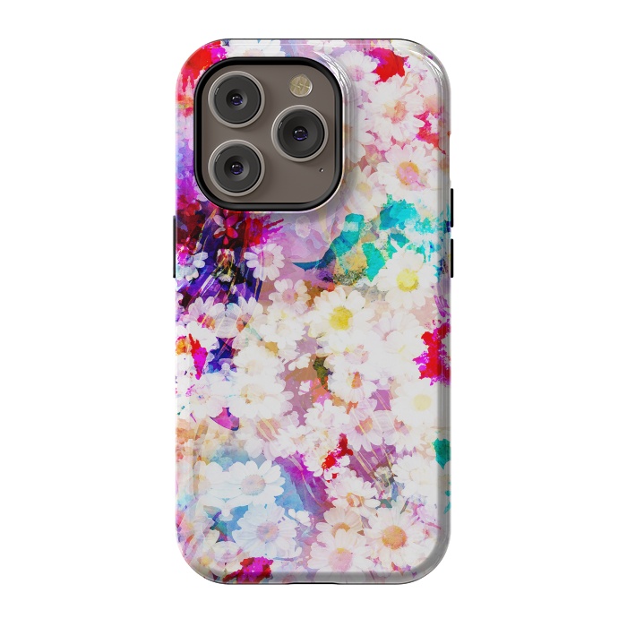iPhone 14 Pro StrongFit Colorful watercolor daisy petals by Oana 