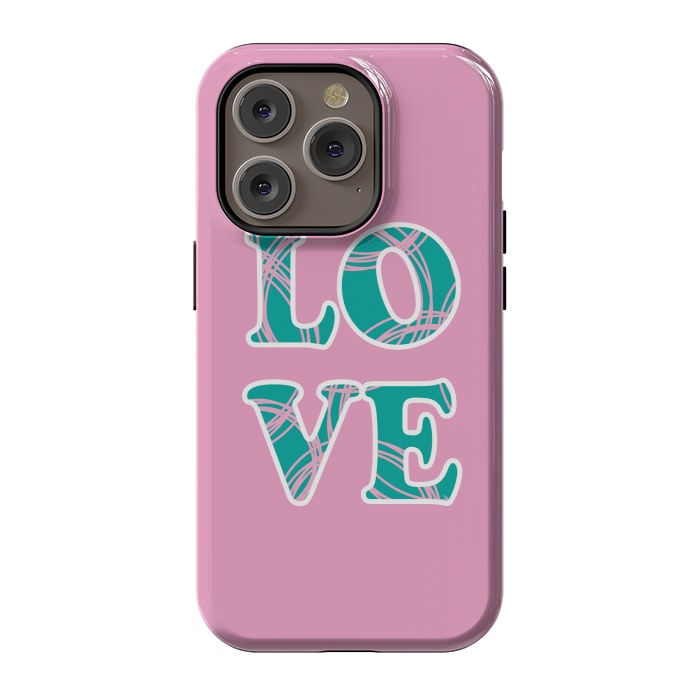 iPhone 14 Pro StrongFit Pink Love Typo by Martina