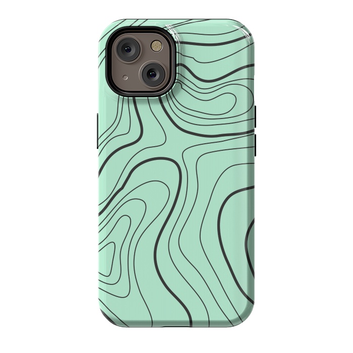 iPhone 14 StrongFit green abstract lines 2 by MALLIKA